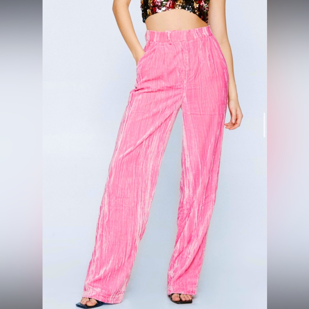 Velvet wide leg trousers